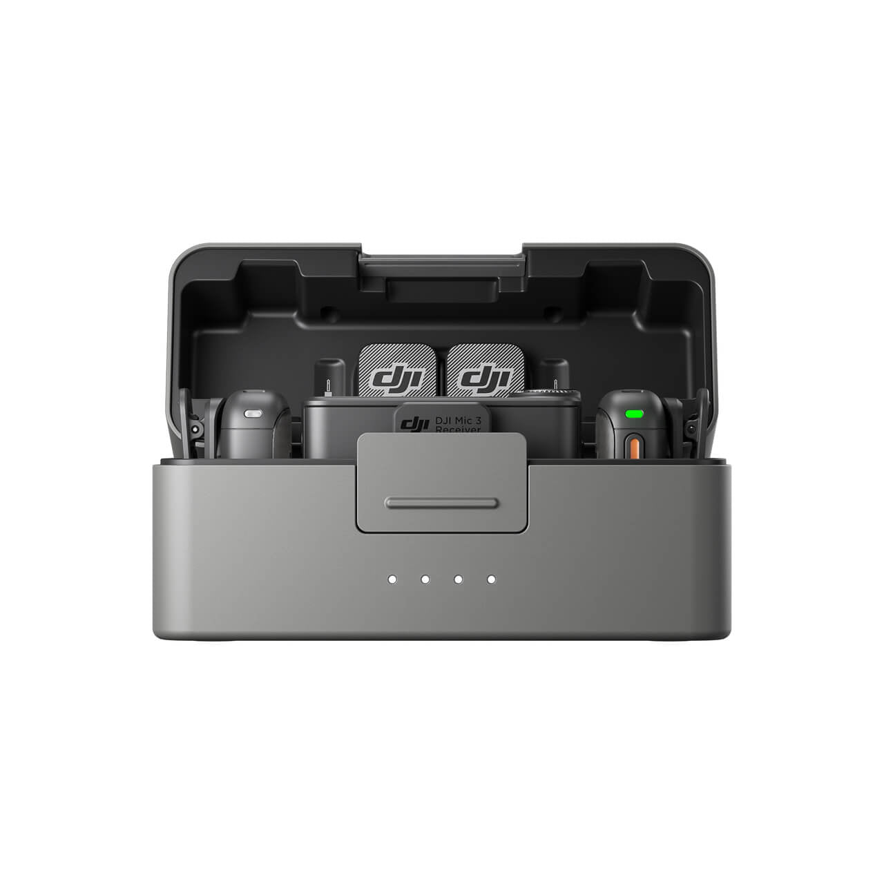 DJI Mic 3 receiver mounted on camera cold shoe