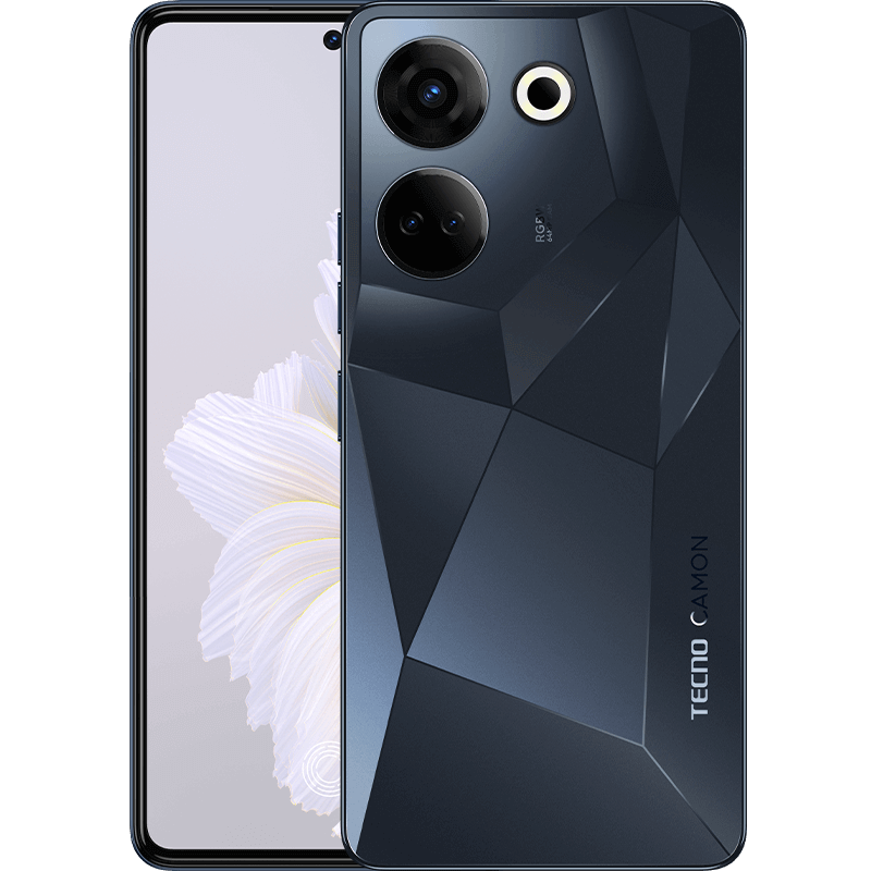 Tecno Camon 20 in Predawn Black — official TECNO color variant