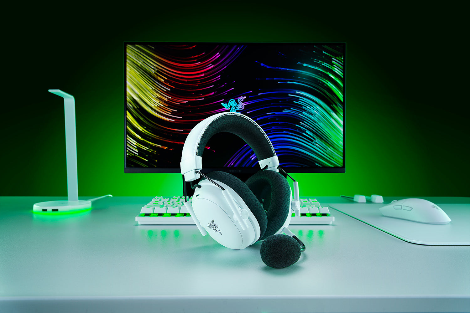 Razer BlackShark V3 Pro White Edition gaming headset front view