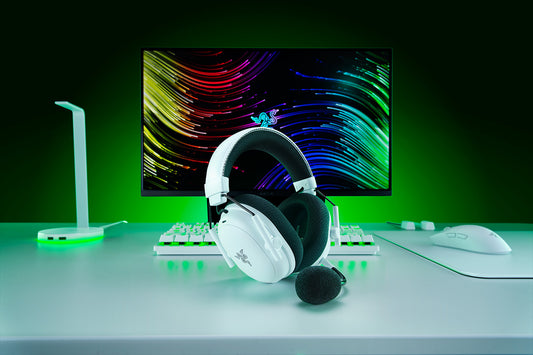 Razer BlackShark V3 Pro White Edition gaming headset front view
