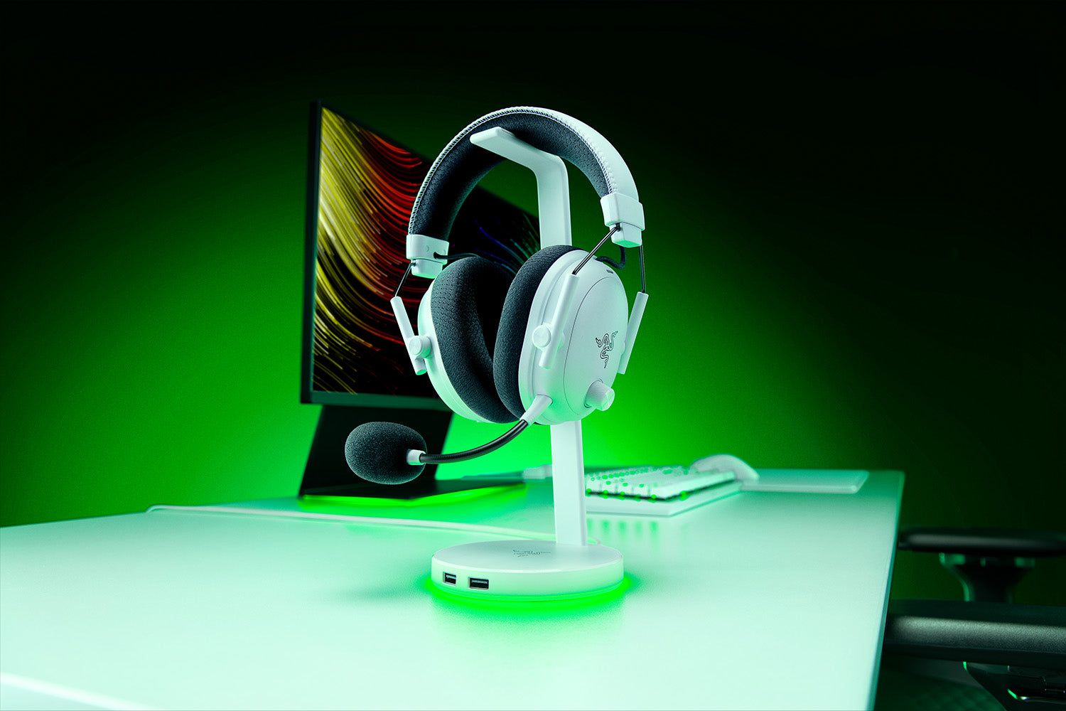 Razer BlackShark V3 Pro White Edition side profile showing earcup