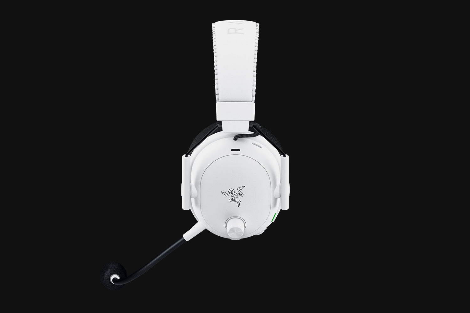 Razer BlackShark V3 Pro White Edition earcup close-up showing ANC button