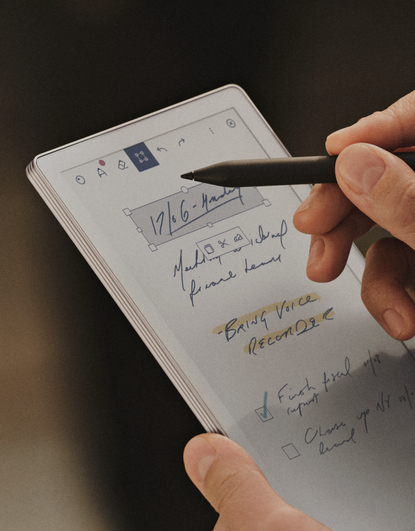 reMarkable Paper Pro Move with on-screen notes