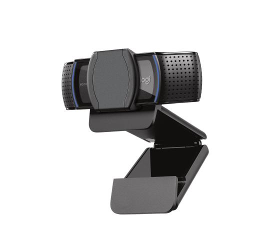 Logitech C920s Pro HD webcam with privacy shutter closed