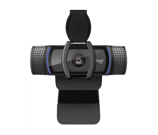 Logitech C920s Pro HD webcam mounted on laptop