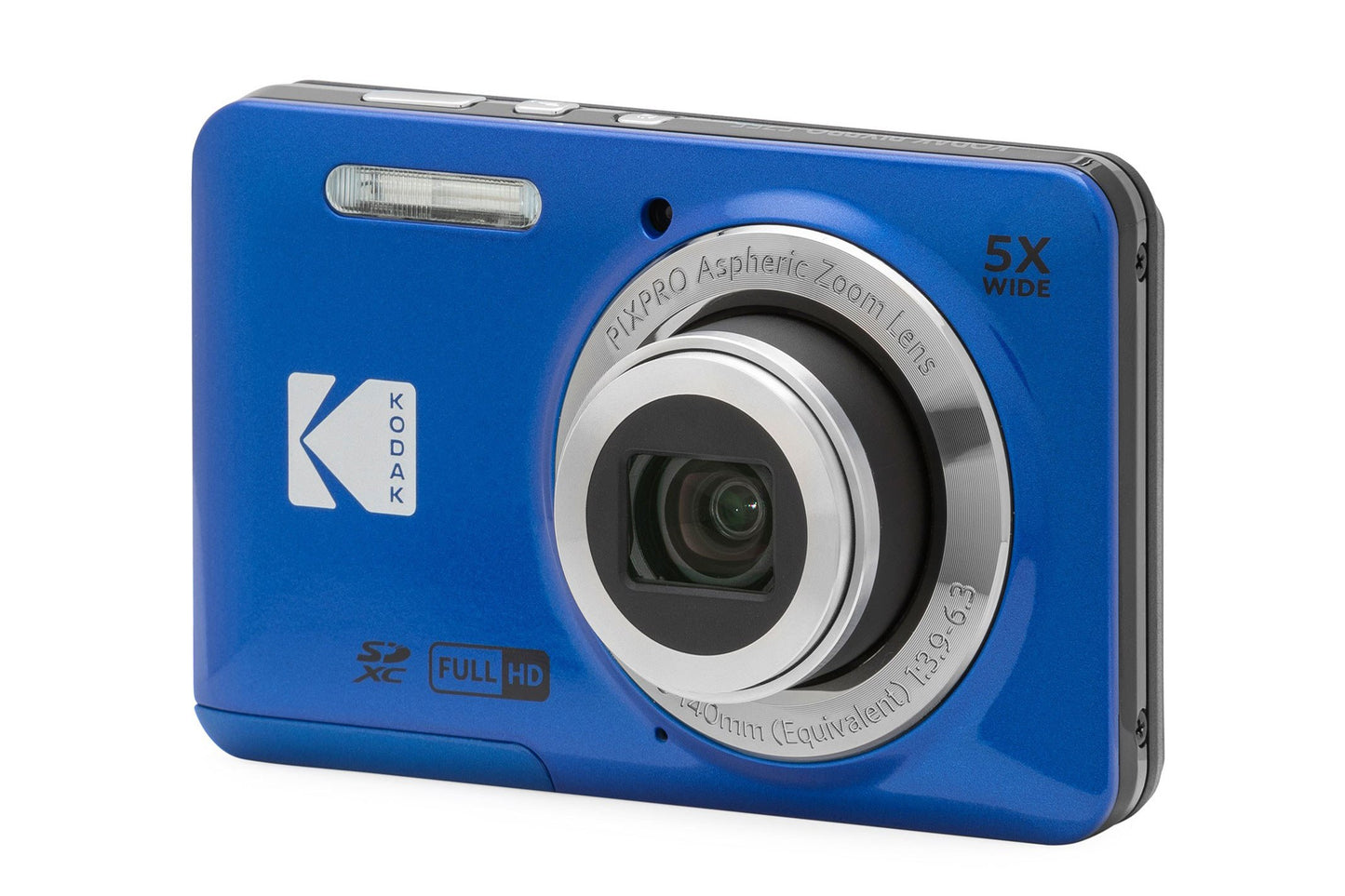 Kodak PixPro FZ55 digital camera in Blue, angled view