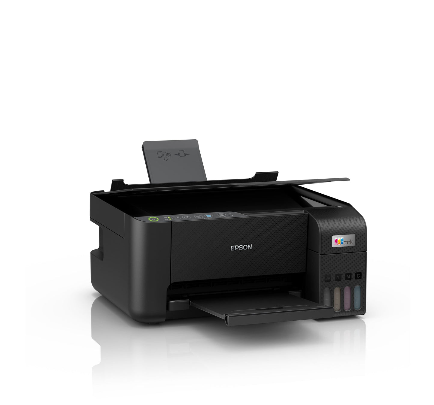 Epson EcoTank L3250 printer control panel and paper tray detail