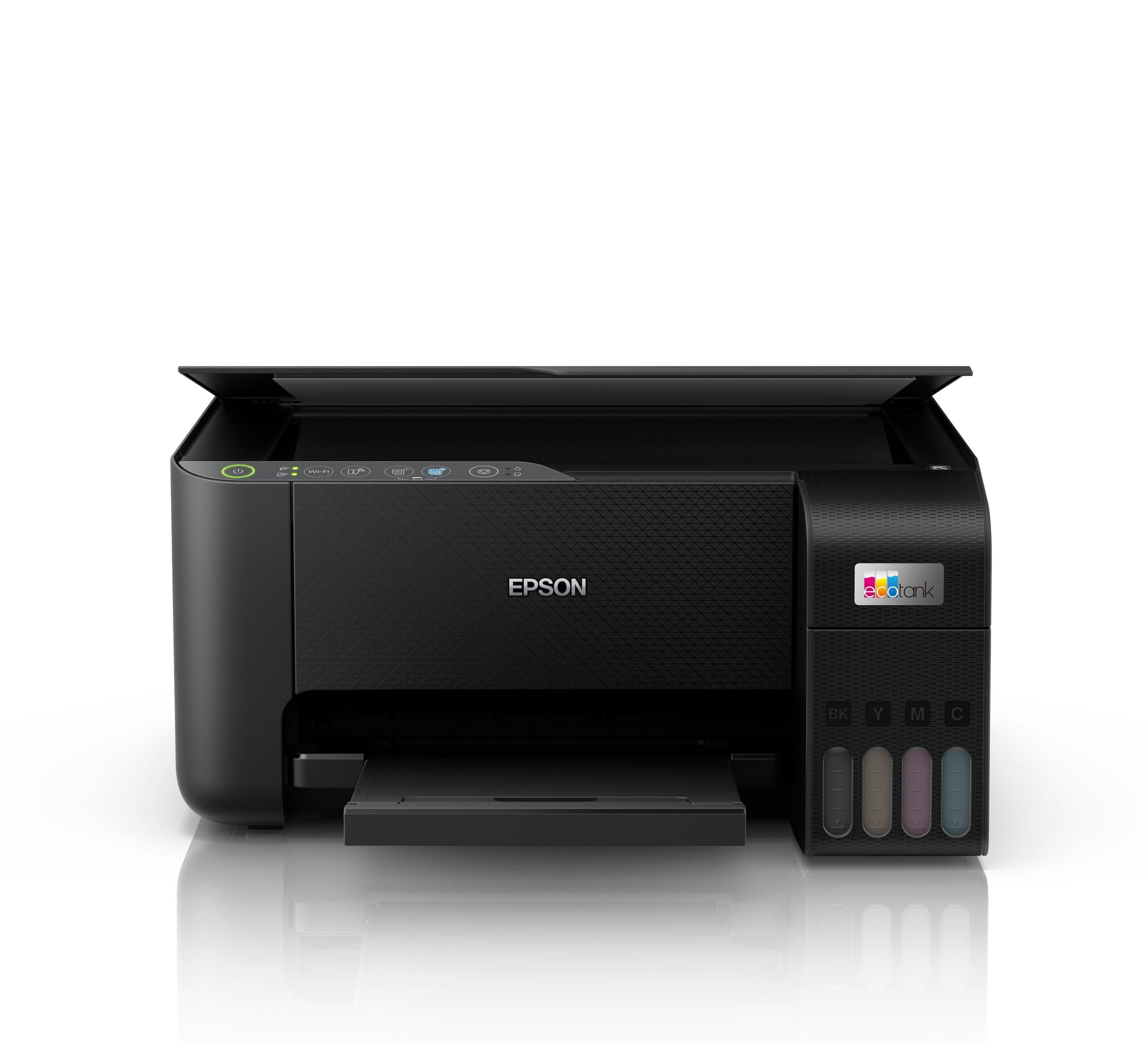 Epson EcoTank L3250 printer front view showing ink tanks