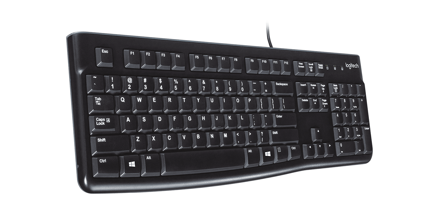 Logitech K120 side view — available in Kenya at Trewrld KES 6,200, M-Pesa & free Nairobi delivery
