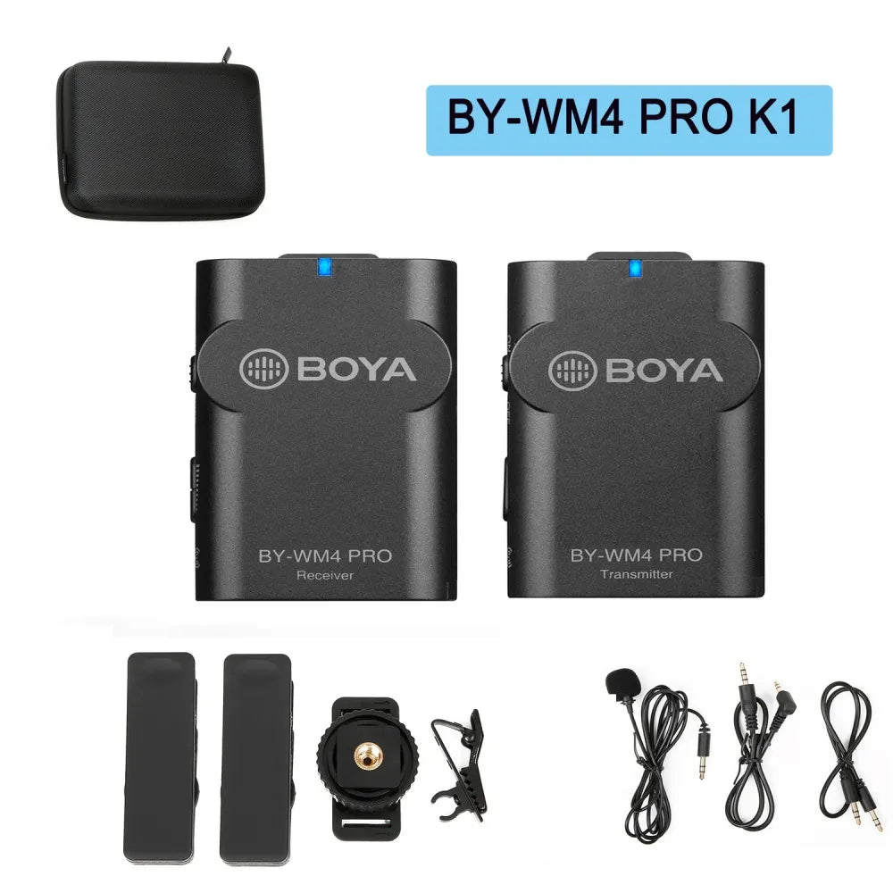 BOYA BY-WM4 PRO single transmitter and receiver kit contents
