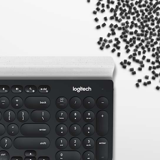 Logitech K780 keyboard made with recycled plastic materials