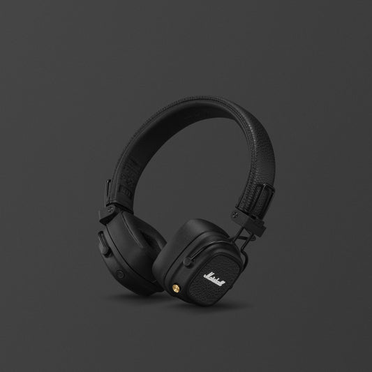 Marshall Major V Black on-ear wireless headphones, front view