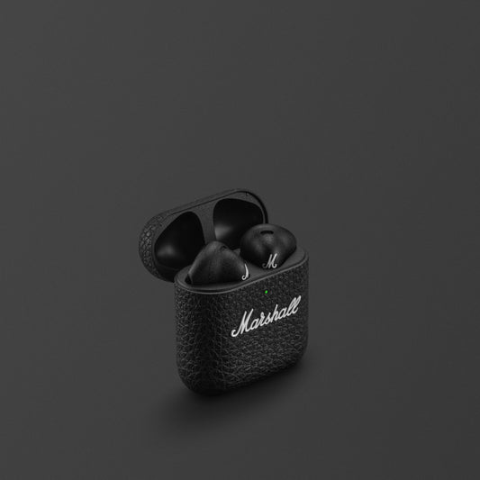 Marshall Minor IV Black true wireless earbuds with charging case