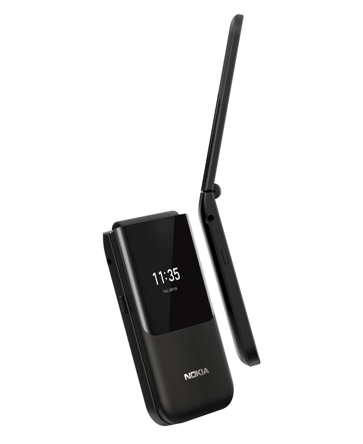 Nokia 2720 Flip Black open, closed and side profile view in Kenya
