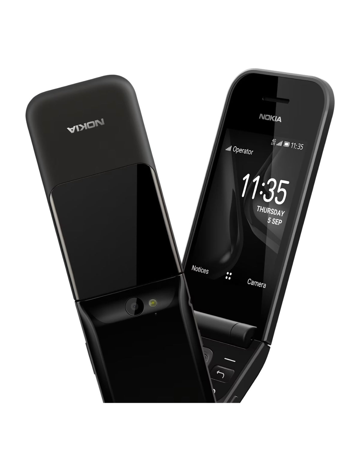 Nokia 2720 Flip Black open front and rear view in Kenya