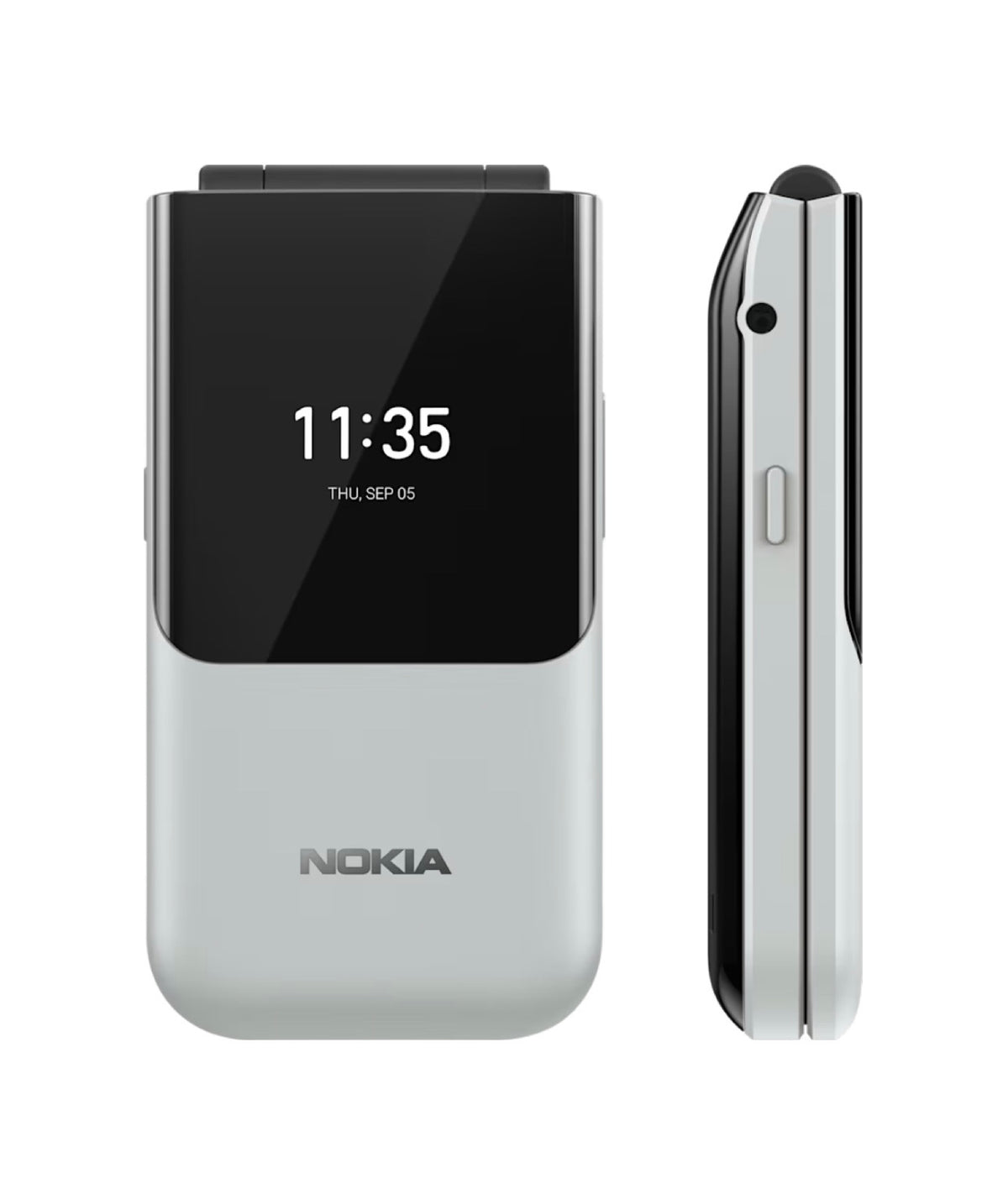 Nokia 2720 Flip Grey closed front and side view in Kenya