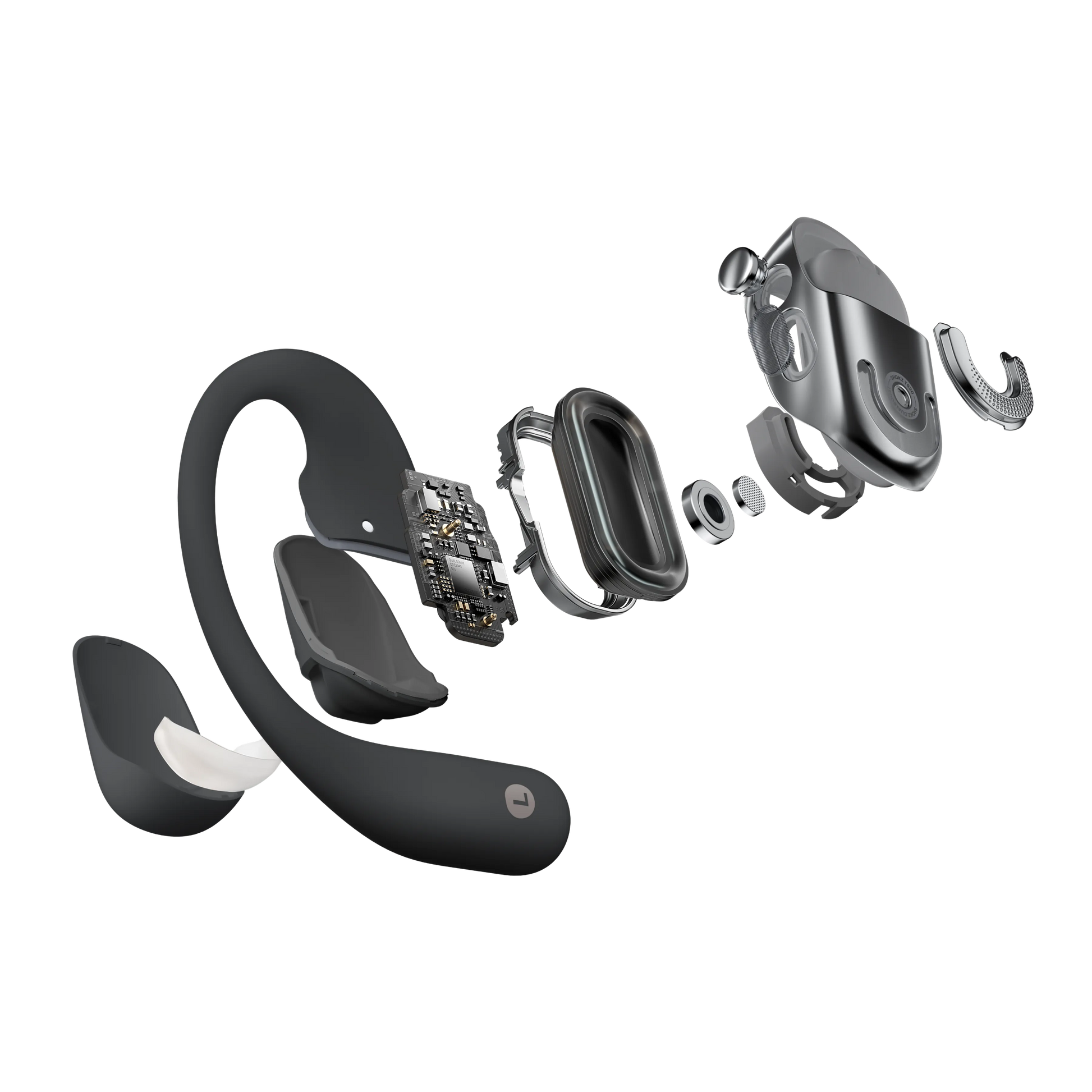 Shokz OpenFit 2 silicone earbud showing secure fit design