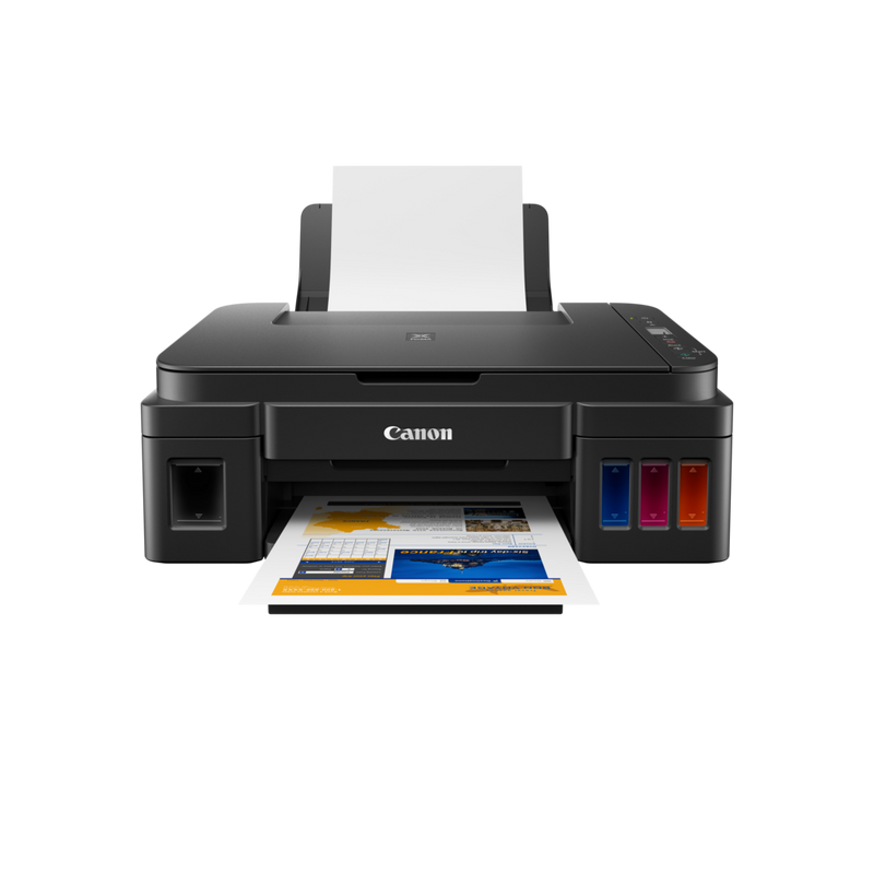 Canon PIXMA G2410 printer with paper tray extended, front view