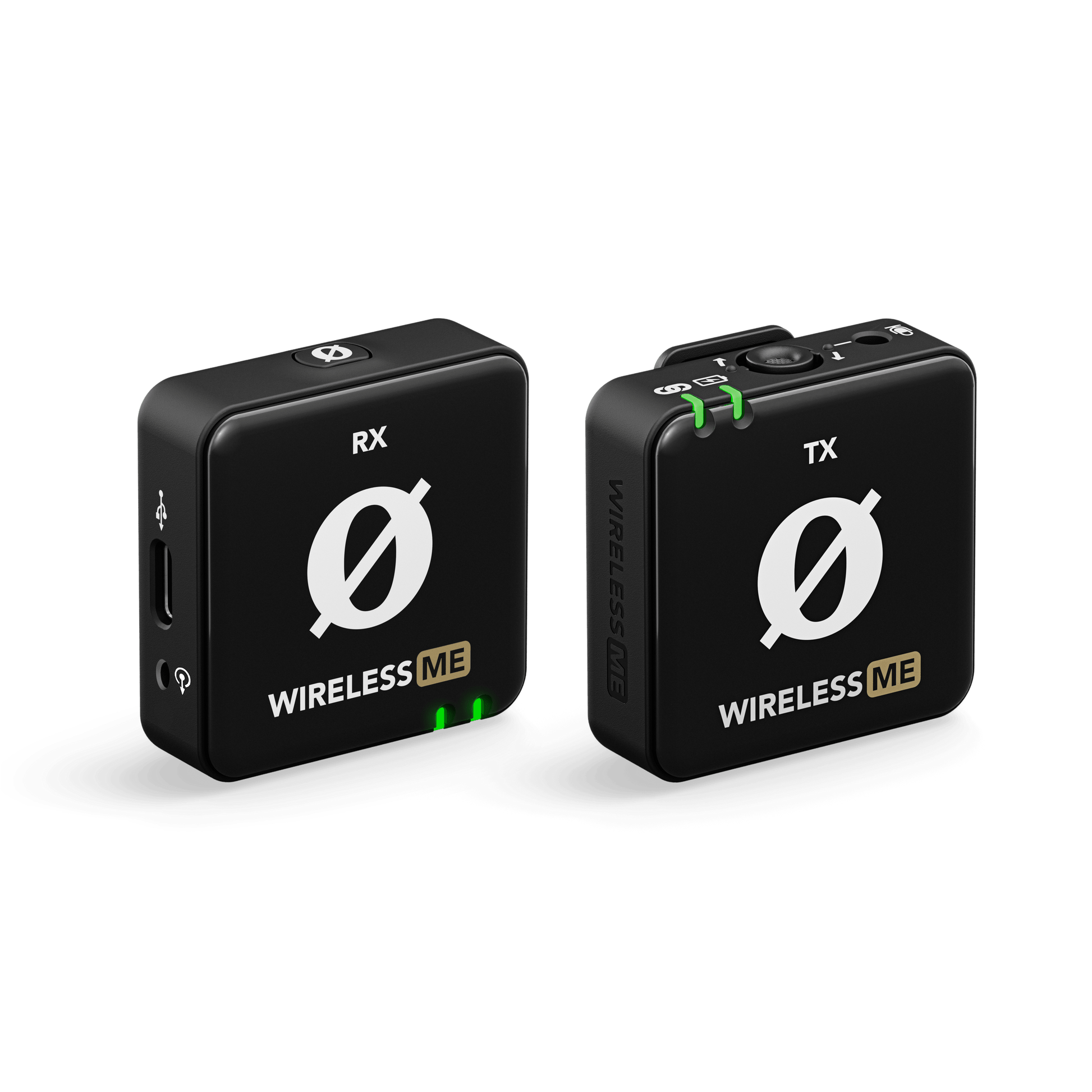 RODE Wireless ME transmitter and receiver three-quarter product shot