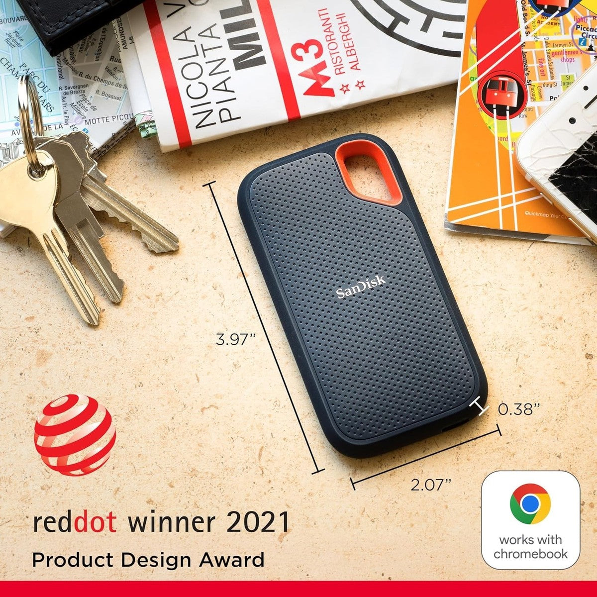 SanDisk 4TB SSD Portable Extreme E61 side view — available in Kenya at Trewrld KES 67,000, M-Pesa & free Nairobi delivery