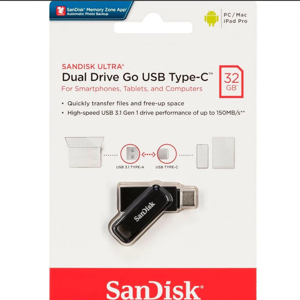 SanDisk 32GB Cruzer Type C detail view — available in Kenya at Trewrld KES 6,200, M-Pesa & free Nairobi delivery