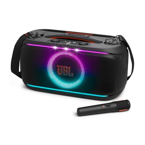 JBL PartyBox On-The-Go 2 with 2 Mic front view — available in Kenya at Trewrld KES 54,000, M-Pesa & free Nairobi delivery
