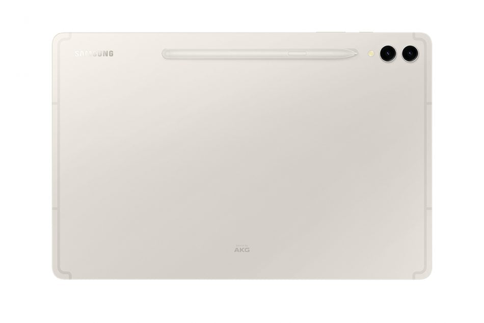 Samsung Galaxy Tab S9+ in Beige, landscape back view