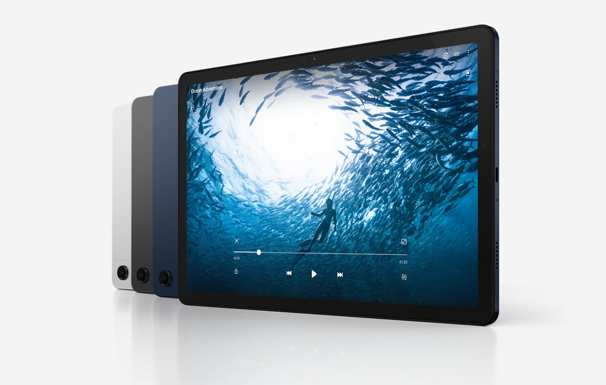 Samsung Galaxy Tab A9+ shown beside Galaxy Tab A9, highlighting the slim 6.9mm profile